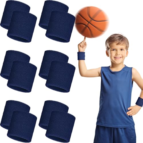 Image of Bememo 12 Pack Wristbands Sweatband for Women Men, Neon Colored Sport Wrist Bands, Tennis Football Basketball Sweatbands, Moisture Wicking Arm Bands for Working Out