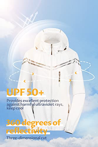 Image of CREATMO US Women's Sun Jackets Lightweight Packable Shirts UPF 50+ Hoodie Reflective Cycling Jacket With Detachable Hood