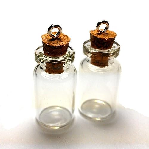 Moxx 10 Small Glass Cork Bottles Charm Kit 1 Inch Message Jewelry
