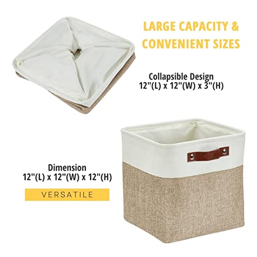 Image of DECOMOMO Cube Storage Bin 12x12, Fabric Storage Bins, Kallax Storage Cubes (Beige & White, 4 Pack)