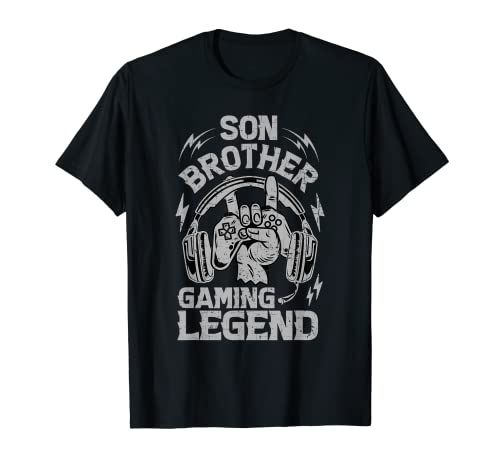Son Brother Gaming Legend Gamer Retro Vintage Adolescents Garçons Cadeau T-Shirt
