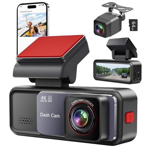 Dash Cam, 4K+2K Full HD Dash Cam Front and Rear, Dash Camera for Cars with Built-in 5GWiFi, 3.2”...