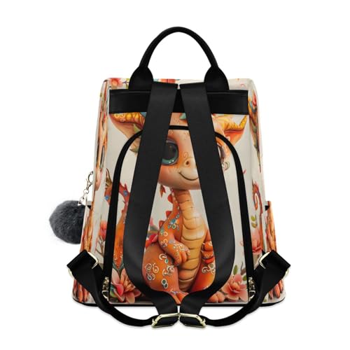 ALAZA Cute Dragon Cherry Blossom Backpack Purse for Women Anti Theft Fashion Back Pack Shoulder Bag2