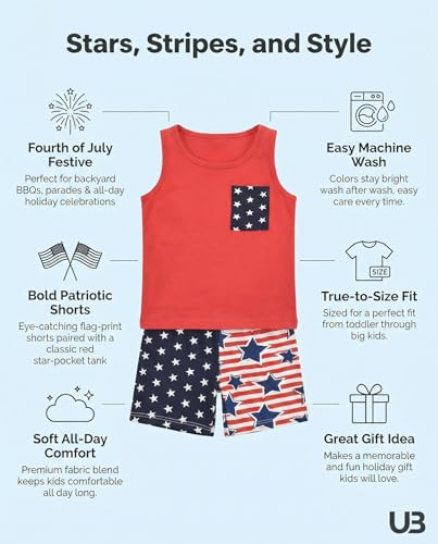 Image of Unique Baby Boys American Boy 4th of July 2pc Tank Shorts Set