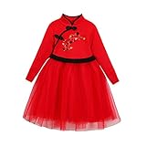 Baby Kids Girls Tulle Dresses Lunar Chinese New Year Tang Suit Princess Dresses Teen Girls Formal...