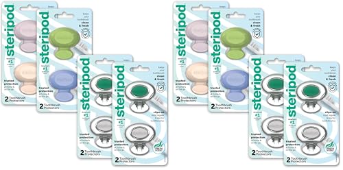 Image of Steripod Clip-On Toothbrush Protector Exclusive Multi Color,2 Count (Pack of 8)