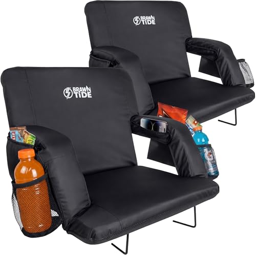 BRAWNTIDE Stadium Seat for Bleachers with Back Support - Wide Padded Reclining Bleacher Seat,...