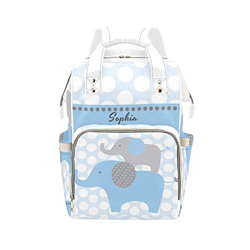 Elephants Art Diaper Bags with Name Custom Personalized Mummy Backpack Tote Bag Shoulder Nappy Bag Nursing Baby Bags Gifts