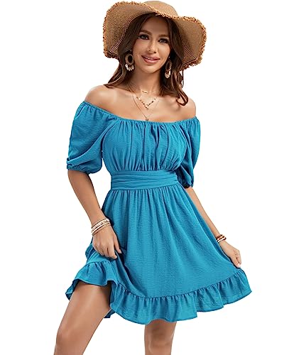 Robe d'été fluide col carré masquant les bras avec manches bouffantes - 4