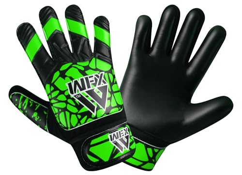 WFX Gants de gardien de but de football pour garçons et jeunes - Taille 4 - Vert - Avec double...