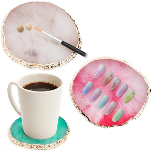 Image of NAILWIND Resin Stone Nail Art Palette, Nail Mixing Palette with Diamond Base, Nail Art Cosmetic Mixing Palette Color Mixing Pigment Polish Holder Nail Art Painting Gel Palette Round Mix - 1 pcs