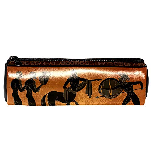 EZIOLY Antigua Grecia Escena Negro Figura Cerámica Cuero Lápiz Estuche Monedero Bolsa Cosmética Bolsa de Maquillaje para la Escuela Trabajo Oficina