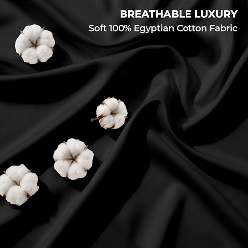 Image of SGI bedding 100% Egyptian Cotton Sheets Full Size - 600 Thread Count Sheets Set, Soft, Cooling, 15 inch Deep Pocket, Luxury Hotel Bedding, Breathable, Durable - Black
