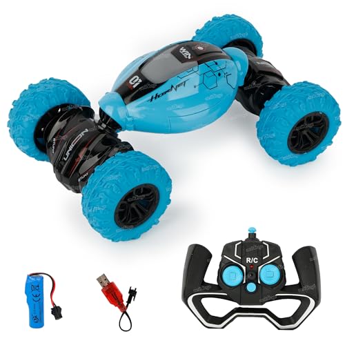 Image of Zest 4 Toyz Remote Control Car for Kids 4WD Stunt RC Cars with 360 Spin Flip Twist Climbing 2.4G USB Rechargeable RC Car Toys for Boys Girls 3+Years (Blue)