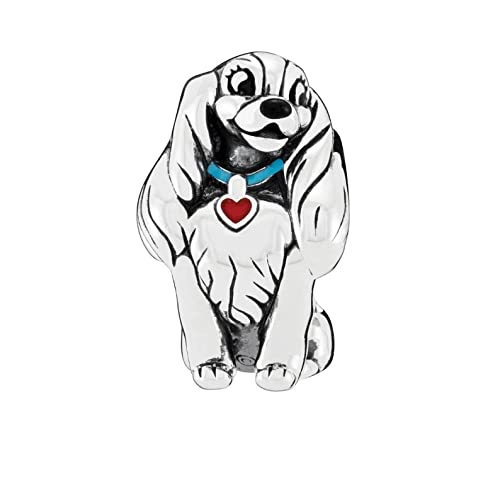 Image of Beads R Us ® - Lady from Lady and the Tramp Bead/Charm in Sterling Silver S925 and Enamel, Compatible with European style Charm Bracelets, Anklets and Necklaces.