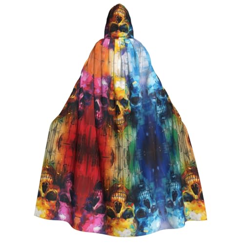 Cape à capuche imprimé crânes colorés pour réussir votre bal masqué