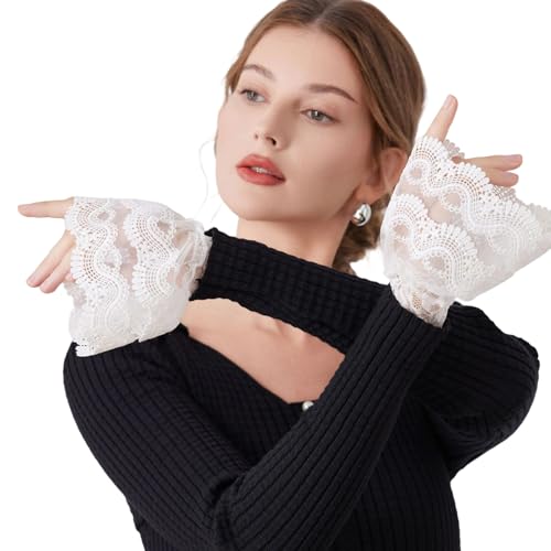 JAMNGHB Manchons amovibles en dentelle multi-usage - Brassards réglables - Housses décoratives pour femmes - Tenue quotidienne - Couverture en dentelle