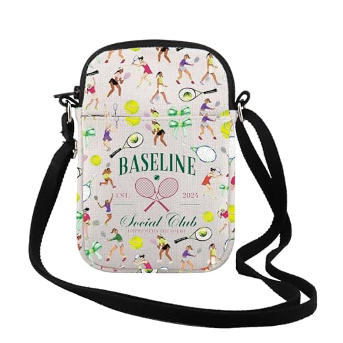 TSOTMO Tennis Gift Tennis Players and Lover Sport Lover Gift Baseline Social Club Tennis Crossbody Bag for Women