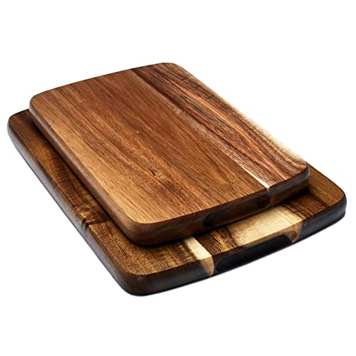 Set Of 2 Sonder Los Angeles Acacia Wood Cutting Boards With Juice Groove, Gift Box Included - Small & Medium Sizes: 14X10X1In & 12X8X1In. Ideal For Meat, Vegetables, And Organic Produce Sustainable #TOP7