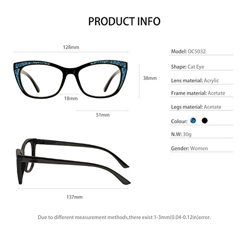 Image of OCCI CHIARI Women Reading Glasses Cateye Fashion Eyewear Frame Flash Nerd 0 1.0 1.5 1.75 2.0 2.25 2.5 3.0 4.0 5.0 6.0