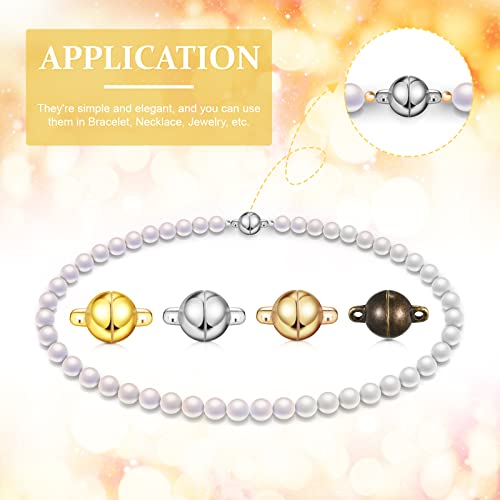 24 Pieces Round Magnetic Jewelry Clasp, Jewelry Magnetic Bead Clasp Converter Buckle Ball For Bracelet Necklace Jewelry Diy Making (Gold, Silver, Pale Gold, Bronze,8 Mm) #TOP6