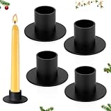 4 Pezzi Portacandele in Metallo, Neri Portacandele da Tavolo, Portacandeles per Corona Avv...