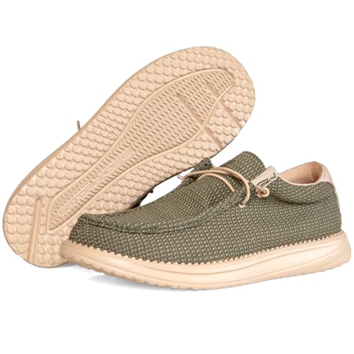 Image of Mens Casual Shoes - Men's Loafers & Slip-Ons Camp Shoes with No-Tie Laces -Arch Support Boat Shoes for Everyday Wear