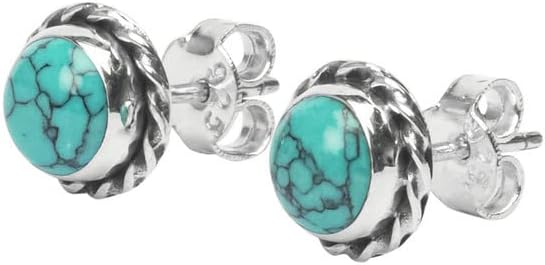 Gemstone Stud Post Earrings, 925 Sterling Silver Gemstone Earring 6 MM Round Girl Women Gift