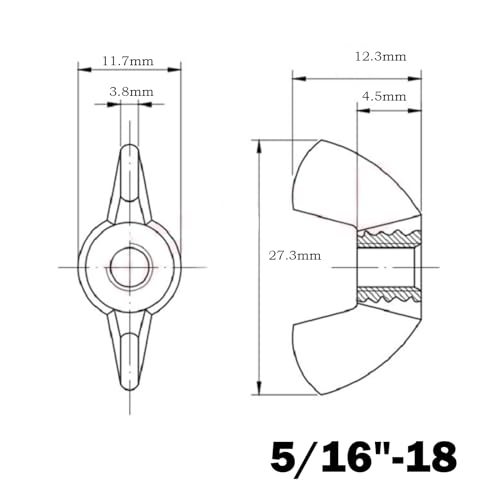 Image of 5 /16 inch-18 Wing Nuts,Stainless Steel 18-8(304) Wing Nuts, 10Pcs-Pack