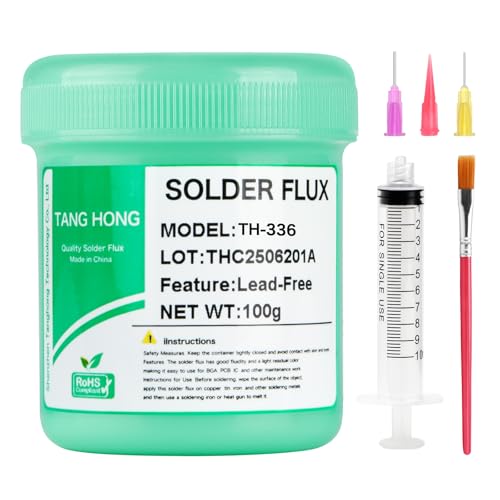 TANG HONG TH-336 No Clean Lötpaste Flussmittel, Entlötdraht (10Ft/2.5MM) BGA Löt Flussmittelpaste, Elektronik Flussmittel Pasten für BGA/IC/CPU/PCB/SMD Lötzinn (5.15oz/146g)