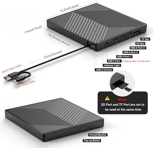 Unidad externa grabadora de CD y DVD USB 3.0 miniatura 4