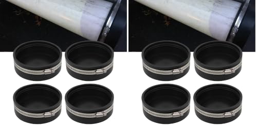 Image of 4 inch Flexible PVC Cap with Stainless Steel Clamps Black PVC Sewer Cap RV Plumbing Fittings Inner diameter 4.5 inch Suitable for 4 inch pipes (Pack of 2)