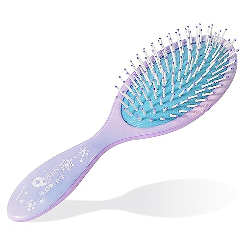 Frozen Princess Elsa Hair Accessory 5 Pcs Set 1 Regular 9 Inch Frozen Hair Brush For Girls + 4 Frozen Scrunchies For Kids Hair Accessories For Girls Detangling Brush Elastic Hair Ties Ropes Scrunchies #TOP1