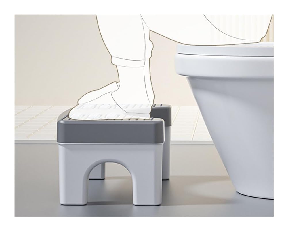 Taboret toaletowy do kucania, taboret łazienkowy, składany z wałkiem masującym, ergonomiczny podnóżek dla dorosłych, stopień, pomoc w nauce korzystania nocnika(Grey)
