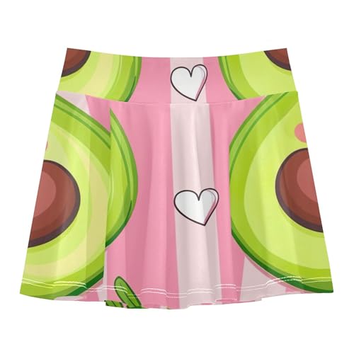 Cute Green Funny Avocado Tennis Skirts for Kids Gymnastics Girls Skorts Athletic Shorts Teen Cheer 4t
