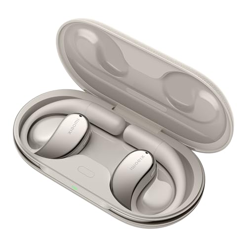 XIAOMI OpenWear Stereo - Auriculares inalámbricos, cancelación de Ruido, Driver dinámico, Doble micrófono, 7.5 Horas de autonomía y 38,5 Horas con el Estuche de Carga, Beige (Versión ES)