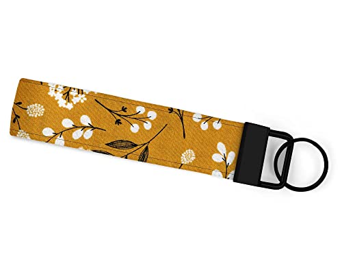 Yellow Floral Elegant Handmade Keychain Wristlet
