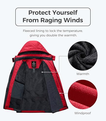 Image of Wantdo Women's Mountain Waterproof Ski Jacket Windproof Rain Jacket Winter Warm Hooded Coat
