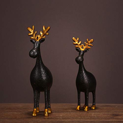 Statues Figurines Sculptures,Reindeer Couple Resin Figurine Cute Handmade Deer Lovers Statue Adornment Craft Gift For Room Embellishment And Christmas Decor #TOP2