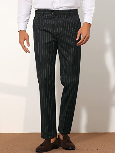 Lars Amadeus Formal Striped Dress Pants for Men's Slim Fit Flat Front Office Business Trousers2