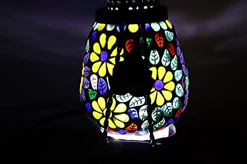 Image of HusNain Wooden Lantern | Decorative Electric Lamp | Hanging Light for Table | Home Decoration | Diwali Decor | Living Room - Gift Item,Multicolour