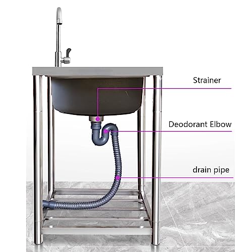 Lavabo extérieur en acier inoxydable avec robinet complet et cuve unique