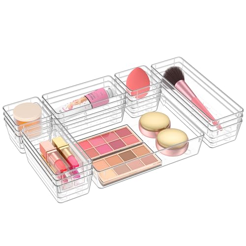 Cekite 16pcs Schubladen Organizer Set 4 Größen Drawer Organizer für Make-up Büro Badezimmer & Küche - Praktisches Ordnungssystem für Schubladen