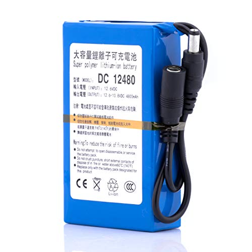 ABENIC DC12V Rechargeable 4800mAh Protable Lithium ion Battery Backup DC12480 for Wireless Cameras Camcorders,MP3 Players, Electronic Organ and Moreï¼ˆBlue