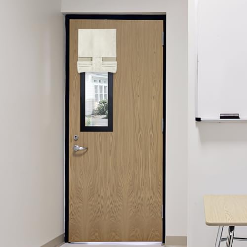RYB HOME Classroom Door Window Cover, 100% Blackout Shades for Classroom Windows and Doors Cover Lockdown Shades Blocks Views, W 8 x L 36 inch, Ivory, 1 Panel
