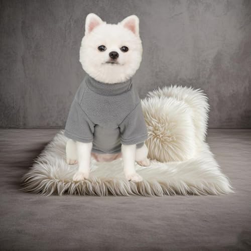 2 Stück/3 Stück Fleece Hundepullover für kleine Hunde, weicher Warmer Rollkragen Hunde Sweater Mantel, Haustier Welpe Katze Winterbekleidung (A-Grau Grün Blau, M)