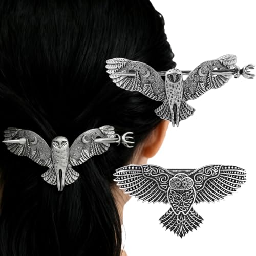 Owl Jewelry for Women Celtic Hair Pin Set, Viking Owl