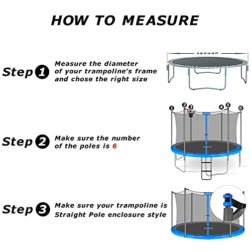 image for Zoomster 12 FT Trampoline Replacement Safety Enclosure Net for 6 Strai
