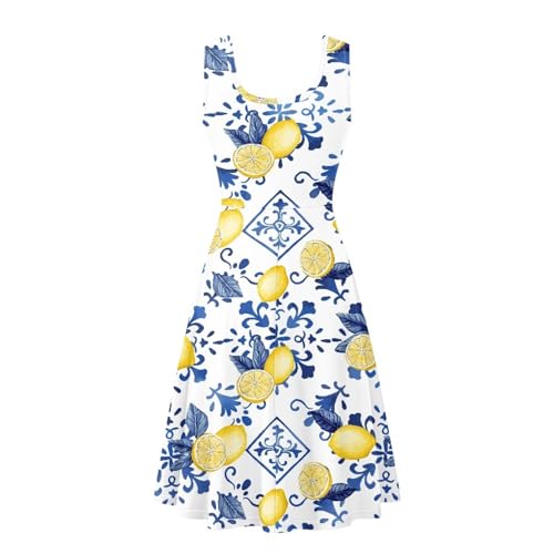 Image of Women Stylish Tank Dresses Sleeveless Round Neck Midi Casual Dress with Pocket for Summer