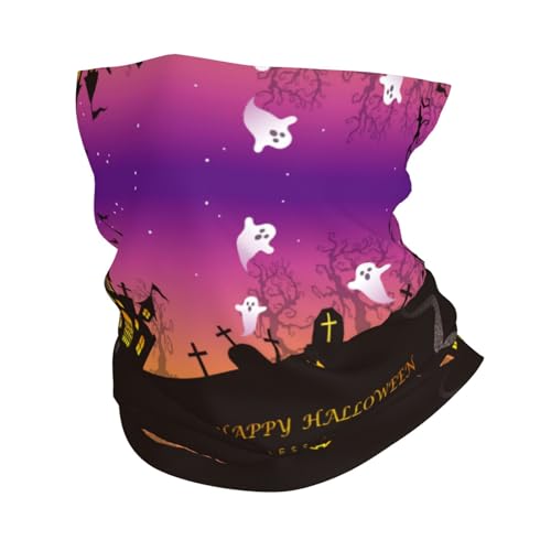 Buewutiry - Cubrecuello para hombre y mujer - Bufanda fantasma de dibujos animados Happy Halloween - Pasamontañas faciales